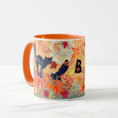 Mug Halloween Orange Citrouille Chat noir Chat Automne (Devant gauche)