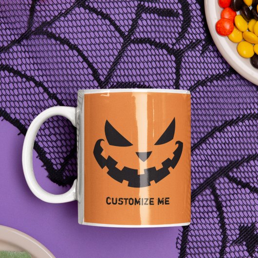 Mug Halloween orange personnalisé de Jack-o'-lantern e