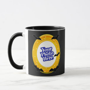 Mug Halloween Orange Yellow Swirl Avec Votre Photo Bat