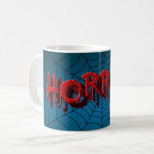 Mug Halloween Party Red Horror Spider Web Blue Effraye