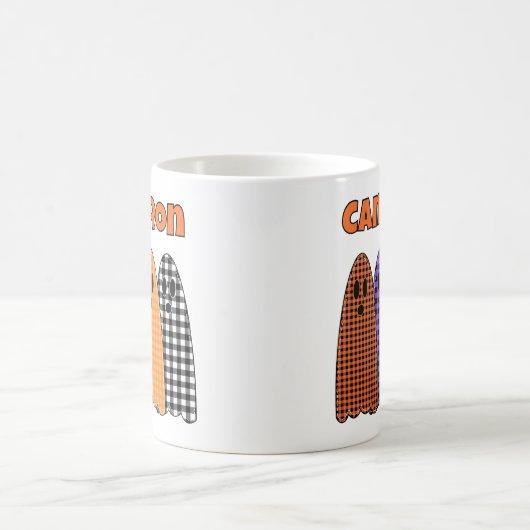 Mug Halloween Plaid Gingham Ghosts (Centre)