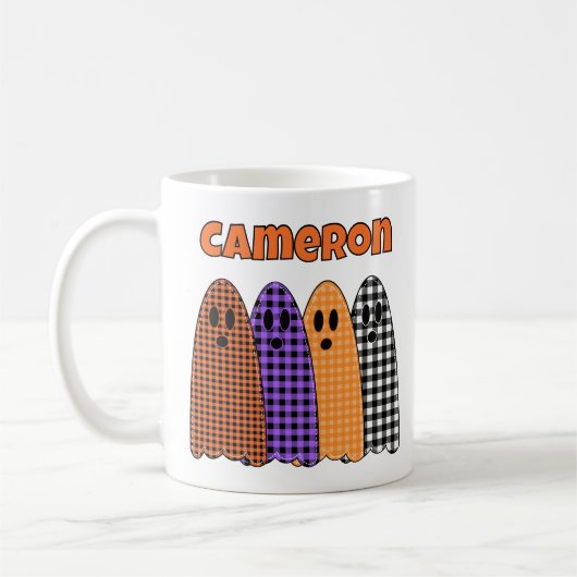 Mug Halloween Plaid Gingham Ghosts (Gauche)