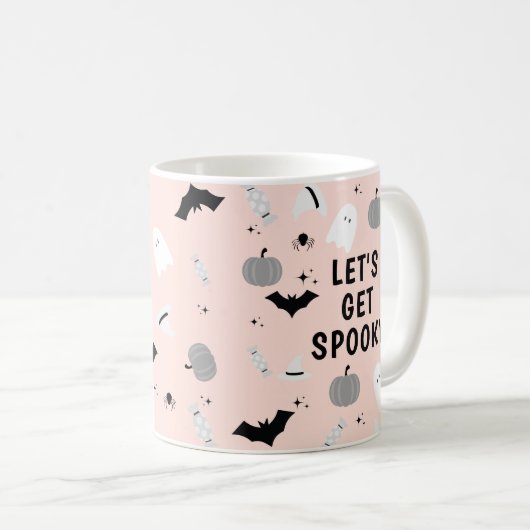 Mug Halloween rose moderne Éffrayant (Devant droit)