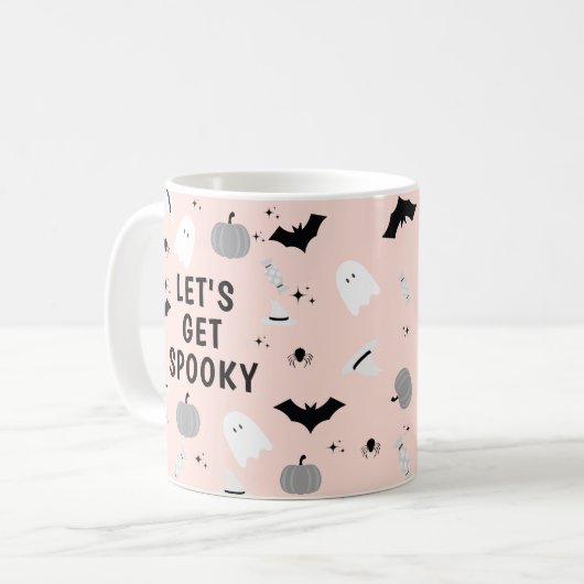 Mug Halloween rose moderne Éffrayant (Devant gauche)