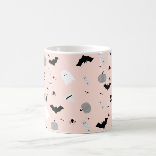 Mug Halloween rose moderne Éffrayant (Centre)