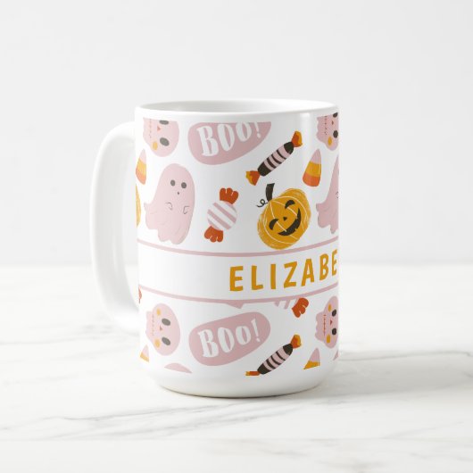 Mug Halloween rose personnalisé (Devant gauche)
