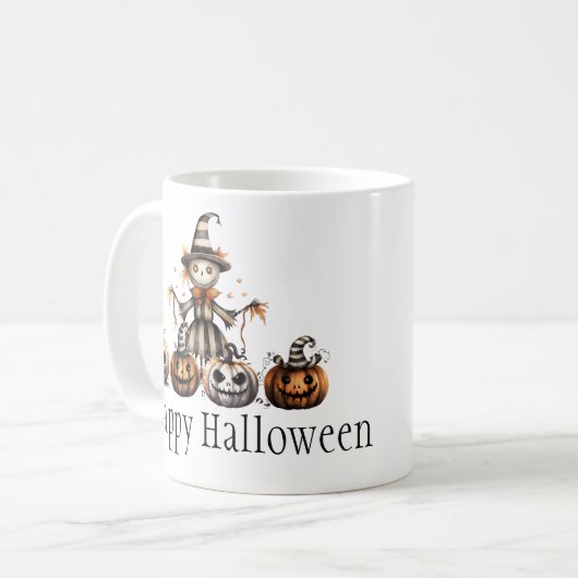 Mug Halloween Scarecrow Design avec Jack-o-Lanterns | (Devant gauche)