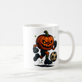 Mug Halloween Scary Pumpkin Showing Soccer Skills Spoo