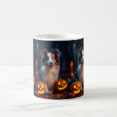 Mug Halloween Shetland Sheepdog Avec la peur Citrouill (Centre)
