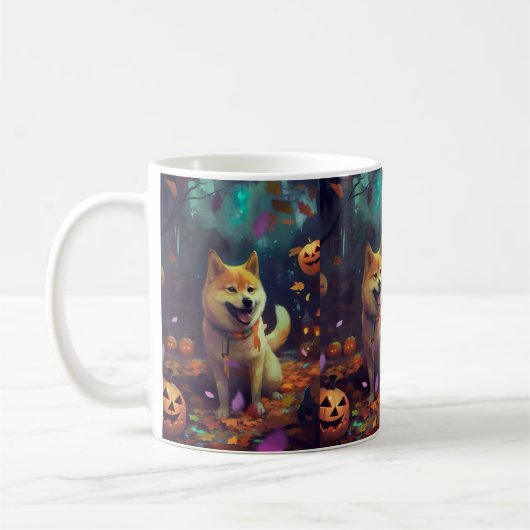 Mug Halloween Shiba Inu Avec La Peur Citrouille (Gauche)