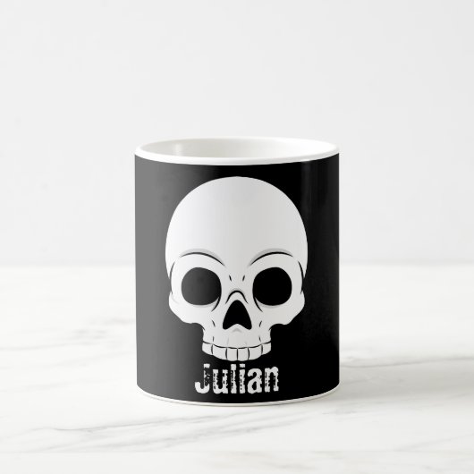 Mug Halloween simple Crâne de jour Nom Éffrayant (Centre)