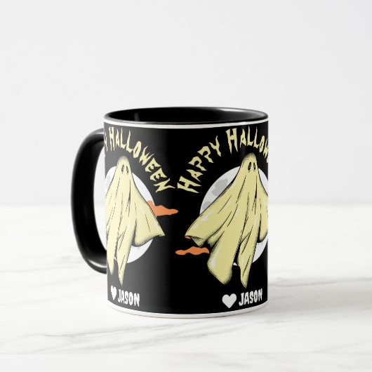 Mug Halloween simple et heureux fantôme éffrayant (Devant gauche)