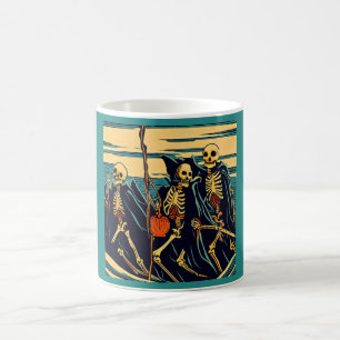 Mug Halloween - Skeletons Woodcut 3