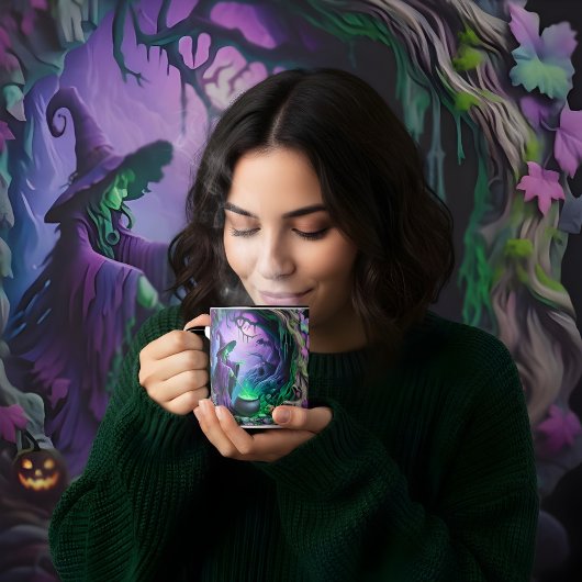 Mug Halloween sorcière 3d dans sa conception de grotte