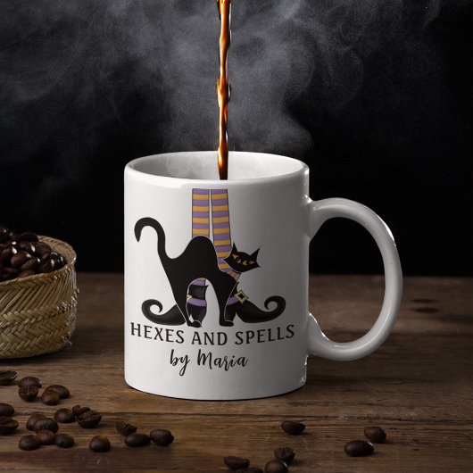 Mug Halloween sorcières Chat noir mignonne Script café