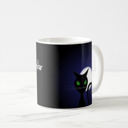 Mug Halloween Spécial Lune et Chat (Devant droit)
