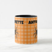Mug Halloween Spider in Cobweb Orange Gingham Plaid (Centre)