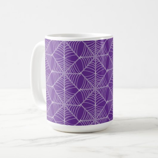 Mug Halloween Spider Webs en violet et blanc (Devant gauche)