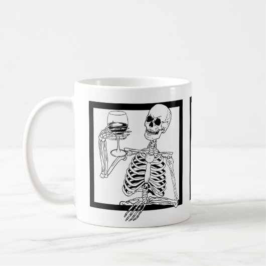 Mug halloween squelette boire du vin crâne drôle (Gauche)