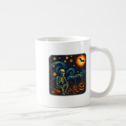 Mug Halloween Squelette Starry Night Van Gogh Citrouil (Droite)