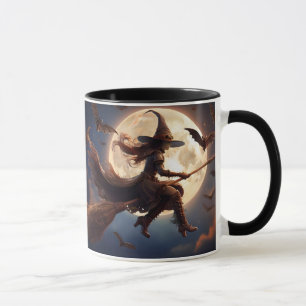 Mug Halloween Steampunk Witch Vol au clair de lune