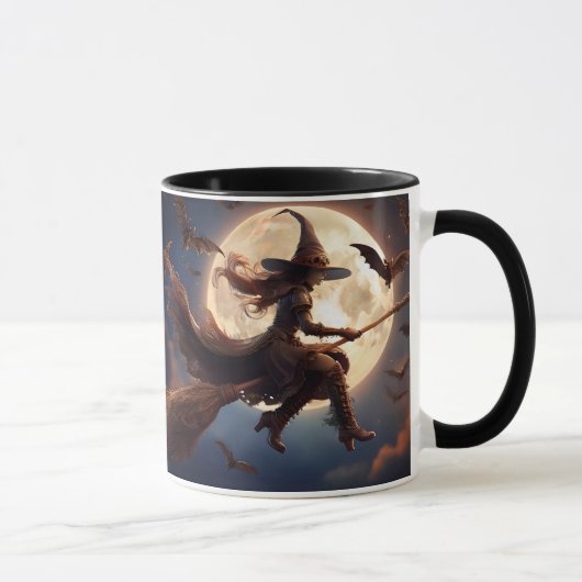 Mug Halloween Steampunk Witch Vol au clair de lune (Droite)