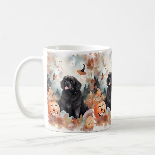 Mug Halloween Terre-Neuve avec citrouilles épouvantabl (Gauche)