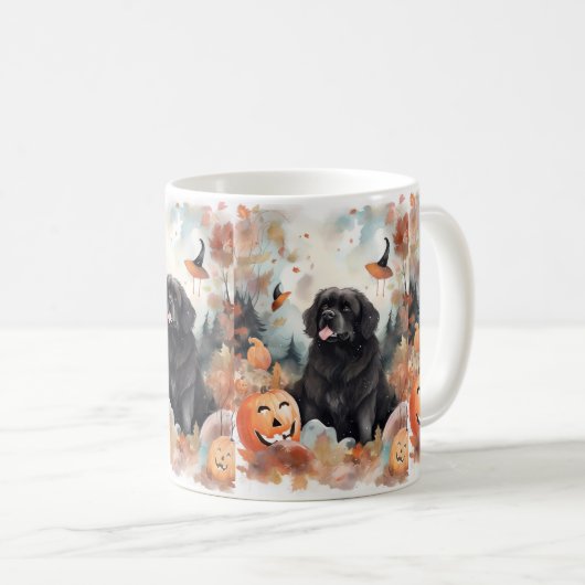 Mug Halloween Terre-Neuve avec la peur Citrouille (Devant droit)