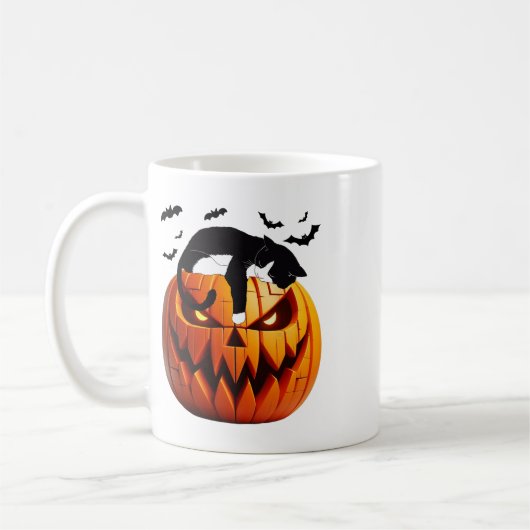 Mug Halloween Tuxedo citrouille Apportent L'Excitation (Gauche)