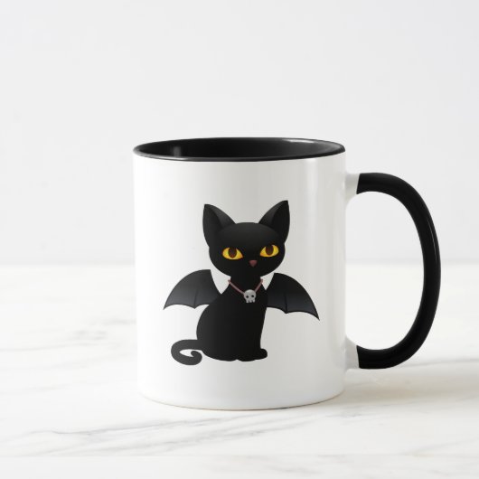 Mug Halloween Vampire Chat noir avec ailes (Droite)