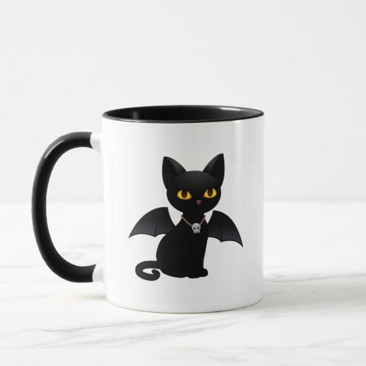 Mug Halloween Vampire Chat noir avec ailes (Gauche)