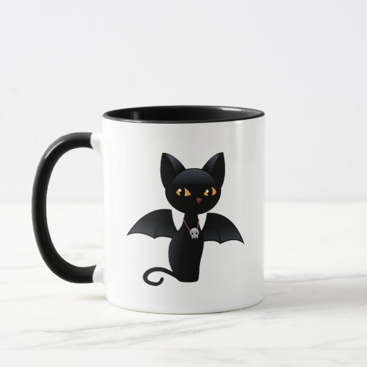 Mug Halloween Vampire Chat noir avec ailes (Gauche)