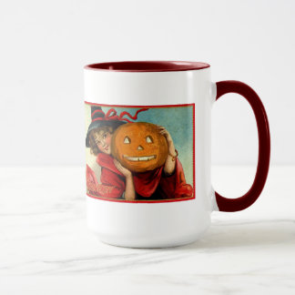 Mug Halloween Vintage Image Jeune fille et la pompe