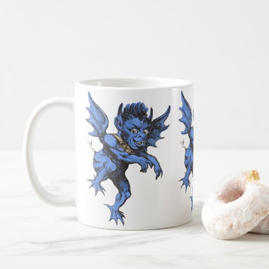 Mug Halloween Vintage, le méchant Gargoyle démon (Avec donut)