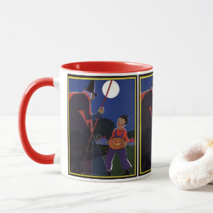 Mug Halloween vintage, sorcière effrayante avec garçon