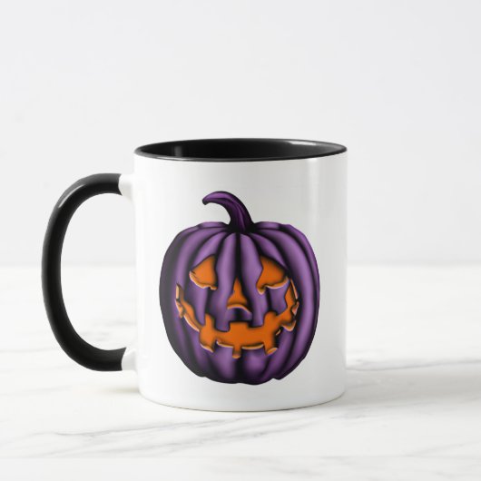 Mug Halloween violet et Citrouille orange (Gauche)