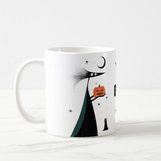 Mug Halloween Whimsical 'BOO!' avec caractère Éffrayan (Gauche)