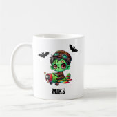 Mug Halloween Whimsical Zombie Air Bat Aquarelle Hallo (Gauche)