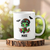 Mug Halloween Whimsical Zombie Air Bat Aquarelle Hallo