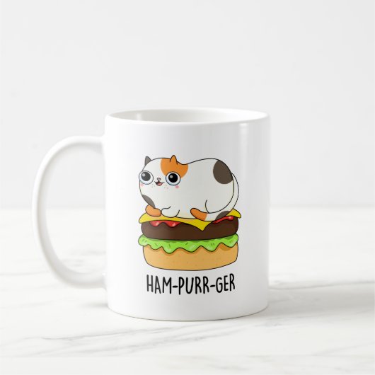 Mug Ham-Purr-Ger Funny Chat Hamburger Pun (Gauche)