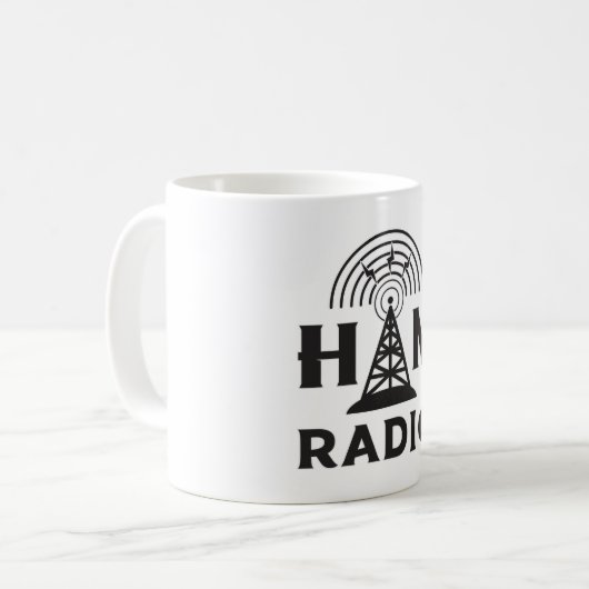 Mug HAM Radio Amateur Opérateur Antenne Code Idée cade (Devant gauche)