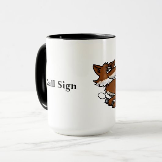 Mug Ham Radio Fox chasse Fox avec indicatif d'appel Mu (Devant gauche)