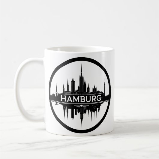 Mug Hambourg Allemagne Skyline - Circle Vintage Citysc (Gauche)