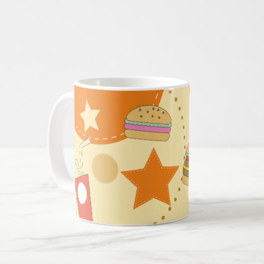 Mug Hamburger Abstrait, Fries et Boissons Conception (Devant gauche)