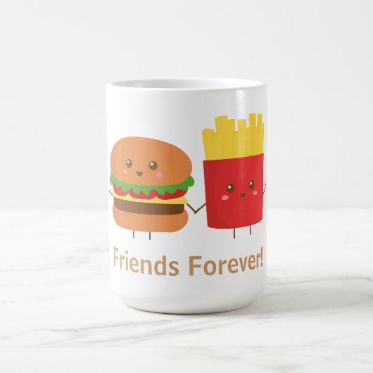 Mug Hamburger et fritures mignons, amis pour toujours (Centre)