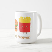 Mug Hamburger et fritures mignons, amis pour toujours (Devant droit)