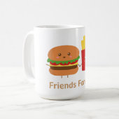 Mug Hamburger et fritures mignons, amis pour toujours (Devant gauche)