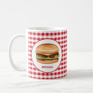 Mug Hamburger Sur En vichy Rouge Avec Texte Personnali