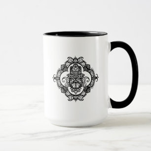 Mug Hamsa avec le griffonnage ethnique d'ornements
