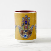Mug Hamsa Coeurs Fleurs Opal Art sur Or (Centre)